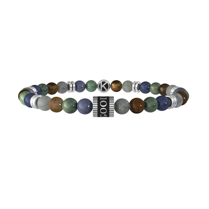 Kidult - Bracciale Pietre Multicolor - Acciaio 316L - Pvd Nero