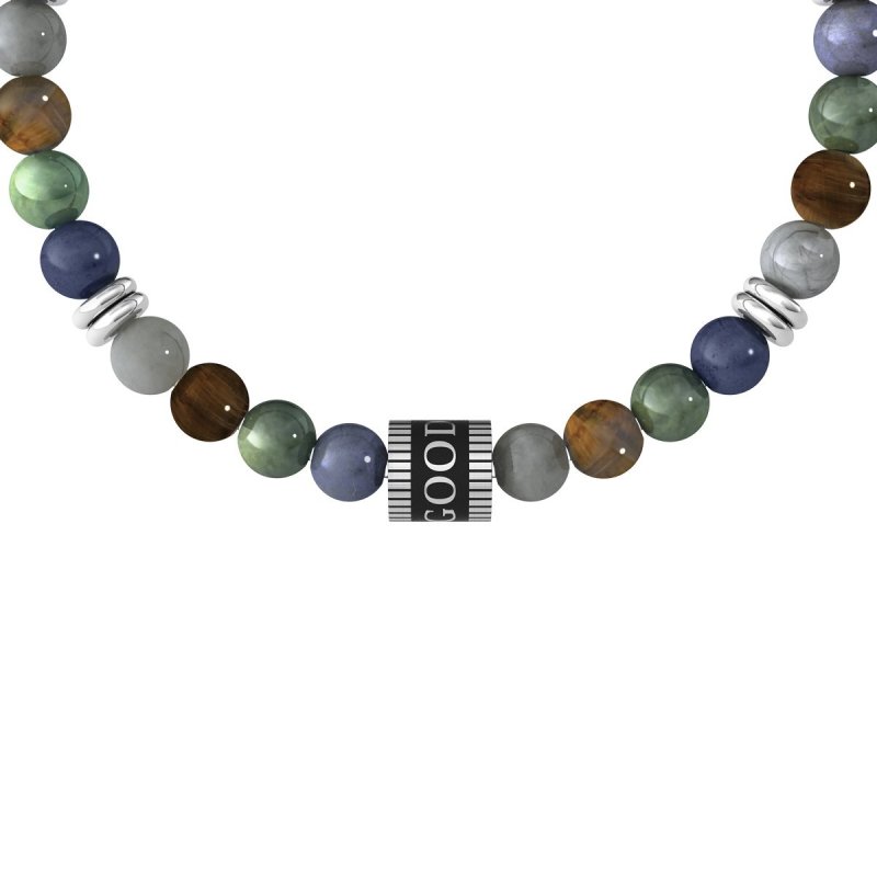 Kidult - Bracciale Pietre Multicolor - Acciaio 316L - Pvd Nero