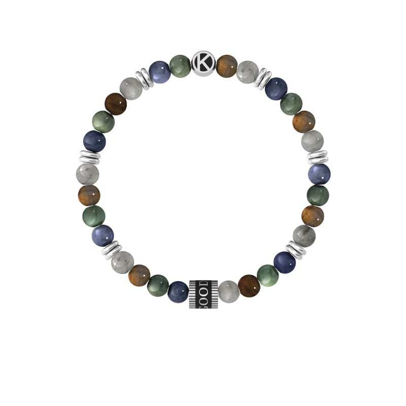 Kidult - Bracciale Pietre Multicolor - Acciaio 316L - Pvd Nero