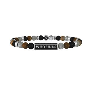 Kidult - Bracciale In Acciaio 316L - Pvd Nero - Pietre