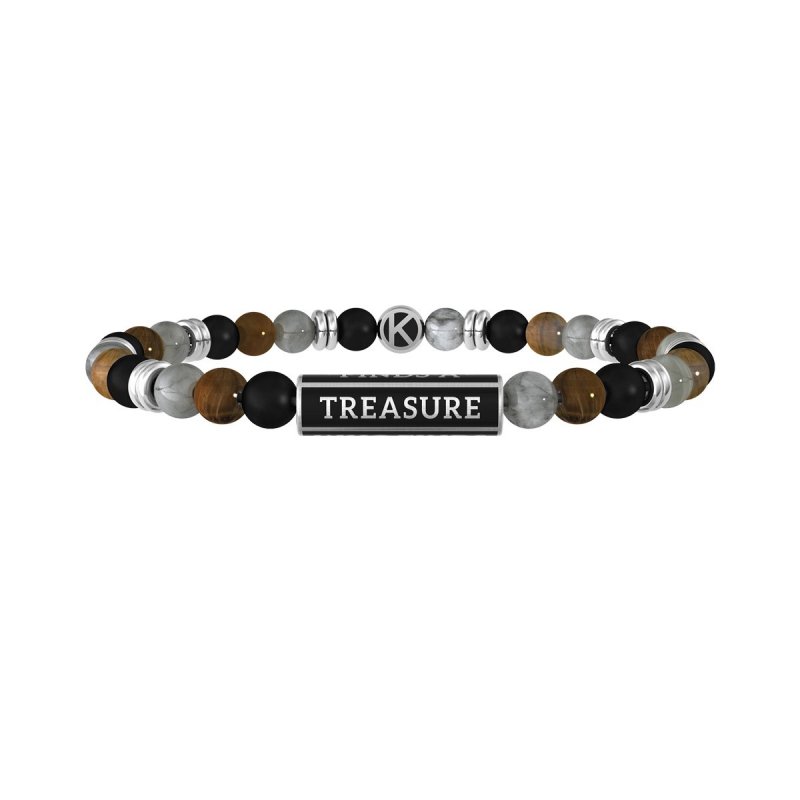 Kidult - Bracciale In Acciaio 316L - Pvd Nero - Pietre