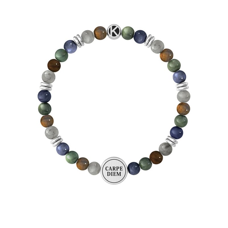 Kidult - Bracciale Pietre Multicolor - Acciaio 316L - Pvd Nero