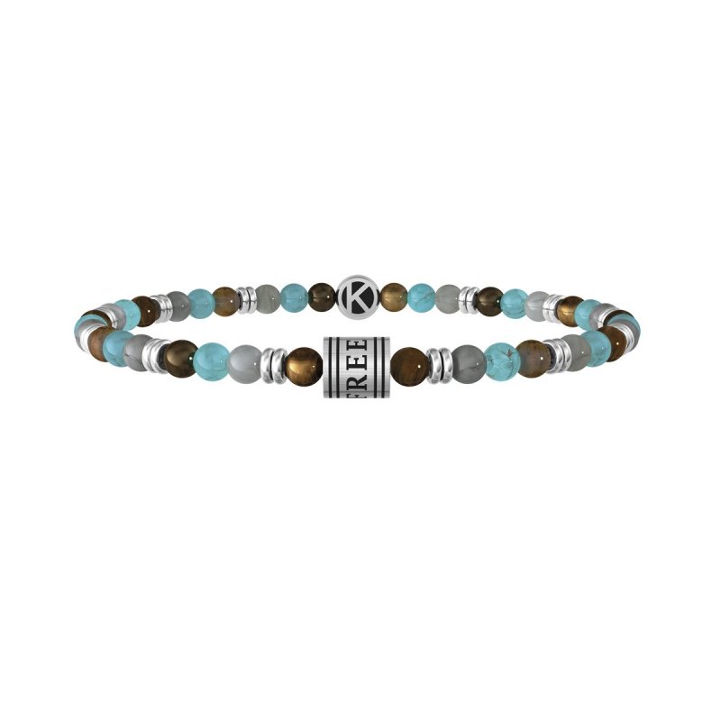 Kidult - Bracciale Pietre Multicolor - Acciaio 316L - Pvd Nero