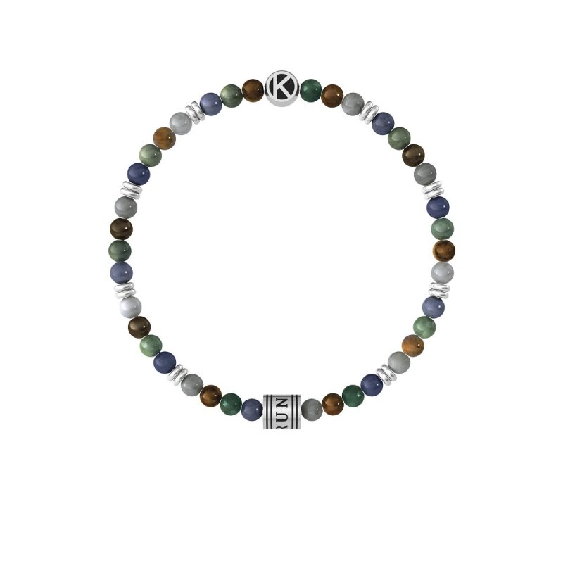 Kidult - Bracciale Pietre Multicolor - Acciaio 316L - Pvd Nero
