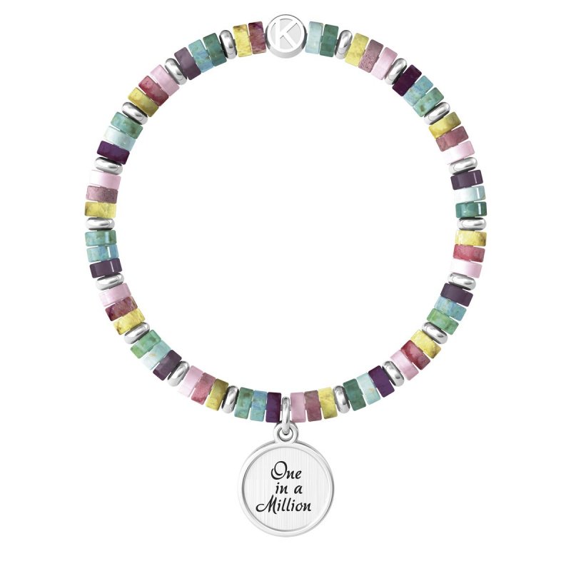Kidult - Bracciale In Acciaio 316L - Pietre Multicolor
