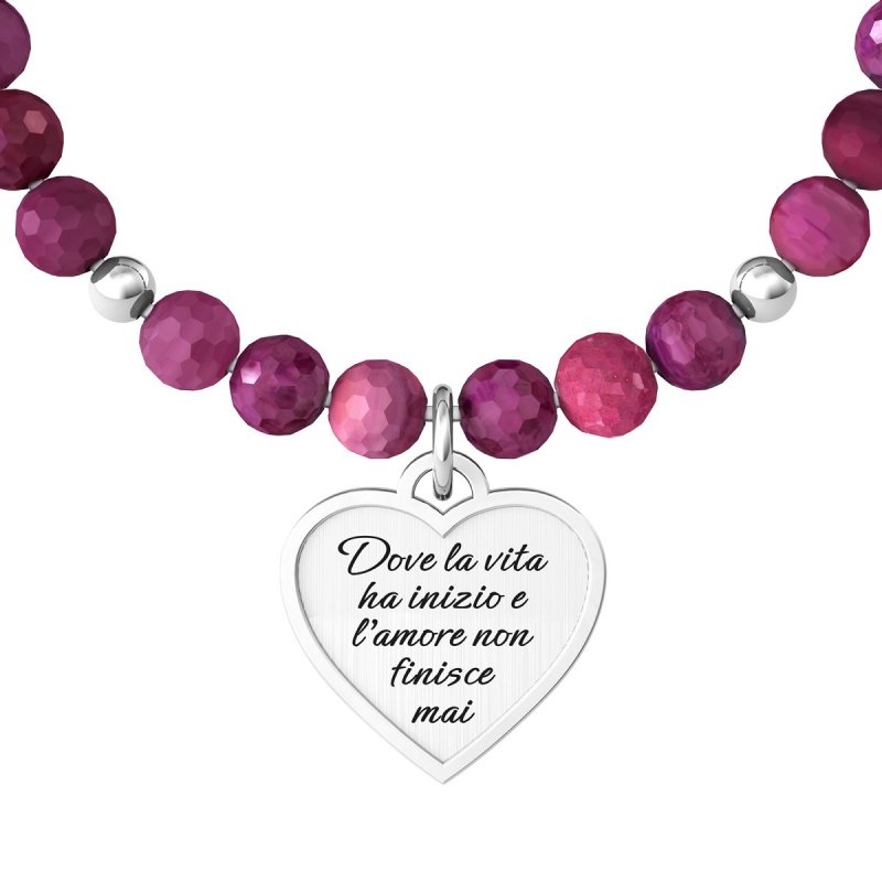 Kidult - Bracciale Agata Fucsia - Acciaio 316L