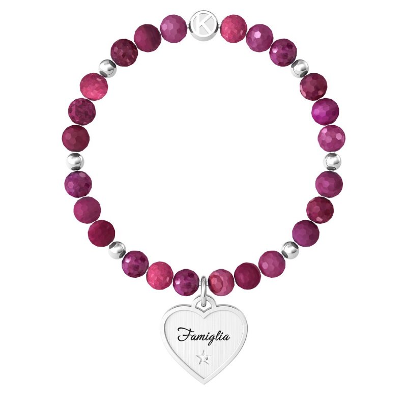 Kidult - Bracciale Agata Fucsia - Acciaio 316L