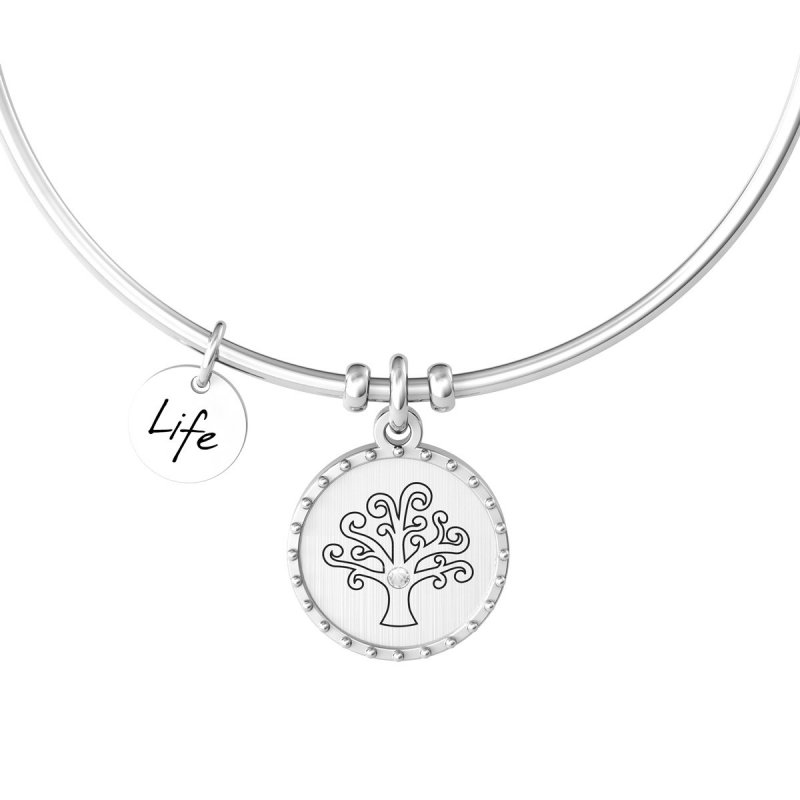 Kidult - Bracciale Bangle In Acciaio 316L - Albero Della Vita - Cristallo