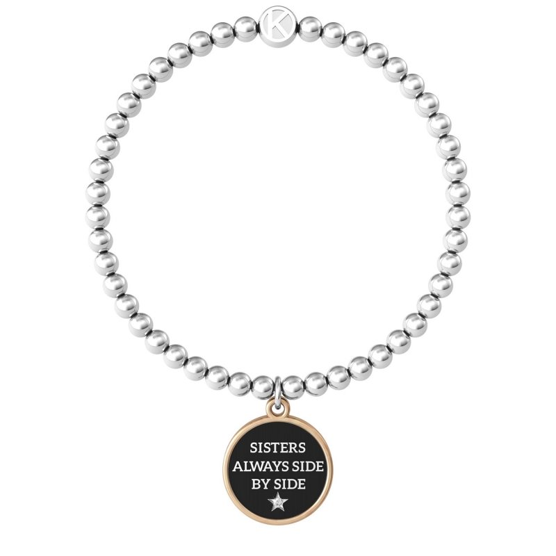 Kidult - Bracciale In Acciaio 316L - Pvd Nero - Cristalli
