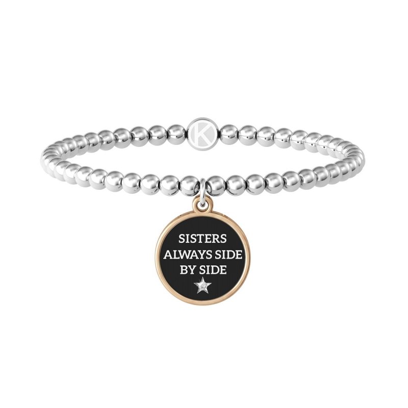 Kidult - Bracciale In Acciaio 316L - Pvd Nero - Cristalli