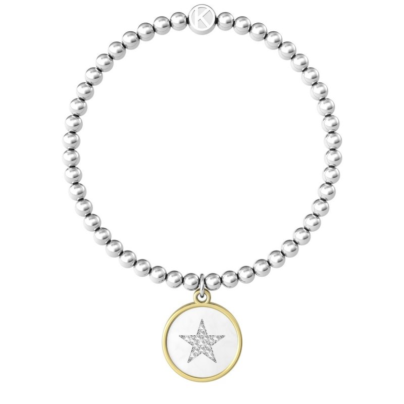 Kidult - Bracciale In Acciaio 316L - Pvd Giallo - Cristalli
