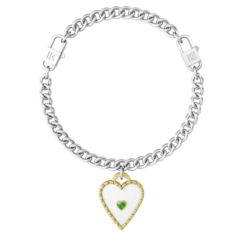 Kidult - Bracciale In Acciaio 316L - Misura Regolabile - Smeraldo