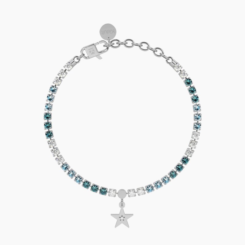 Kidult - Bracciale Tennis Azzurro - Stella - Acciaio