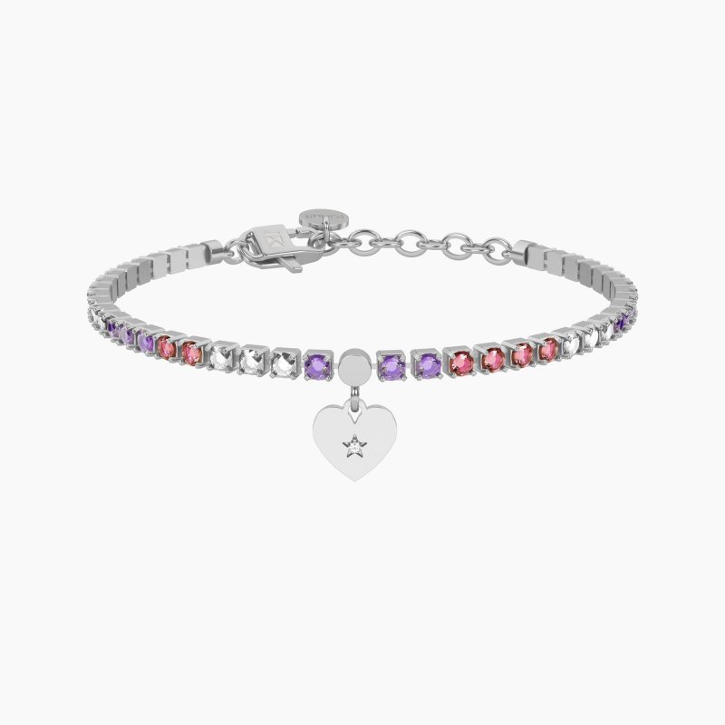 Kidult - Bracciale Tennis Rosa E Viola - Acciaio - Cristalli