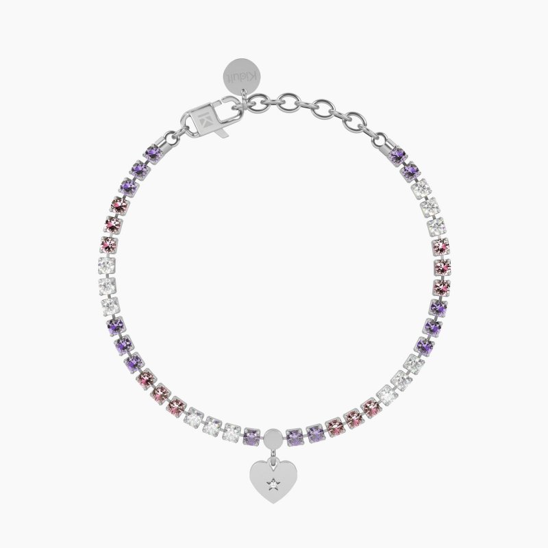 Kidult - Bracciale Tennis Rosa E Viola - Acciaio - Cristalli