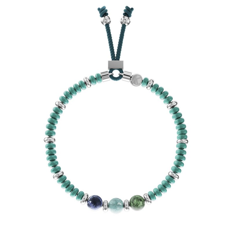 Kidult - Bracciale In Acciaio 316L - Pietre Nylon