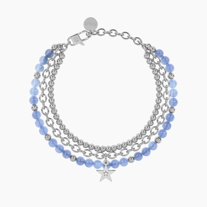 Kidult - Bracciale Giada Azzurra Con Stella - Acciaio - Giada