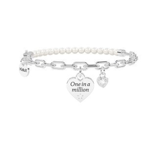 Kidult - Bracciale In Acciaio 316L - Perle - Cristalli
