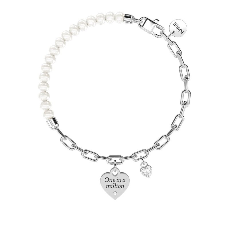 Kidult - Bracciale In Acciaio 316L - Perle - Cristalli
