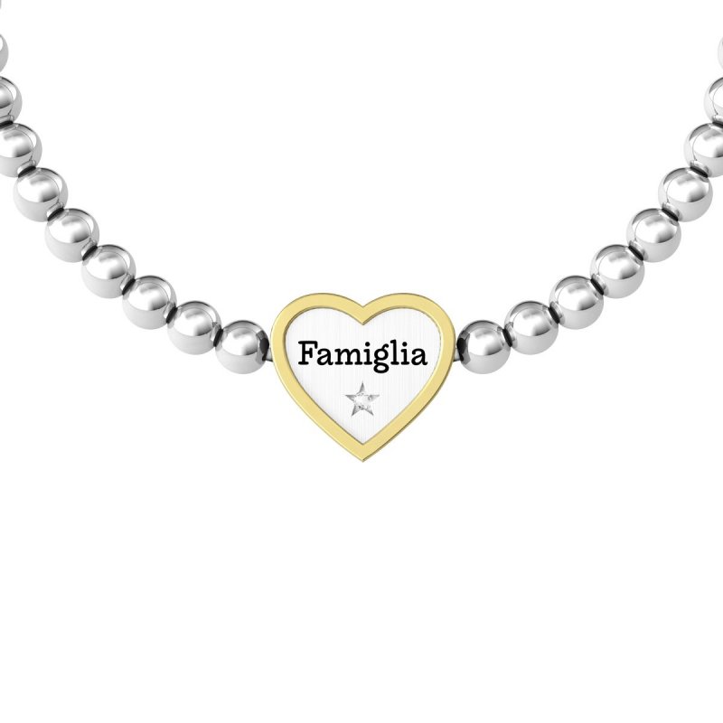Kidult - Bracciale In Acciaio 316L - Pvd Giallo - Cristalli