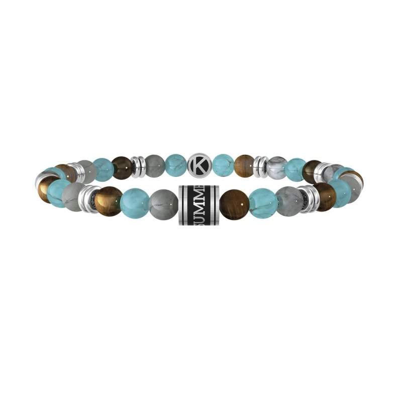 Kidult - Bracciale Pietre Multicolor - Acciaio 316L - Pvd Nero