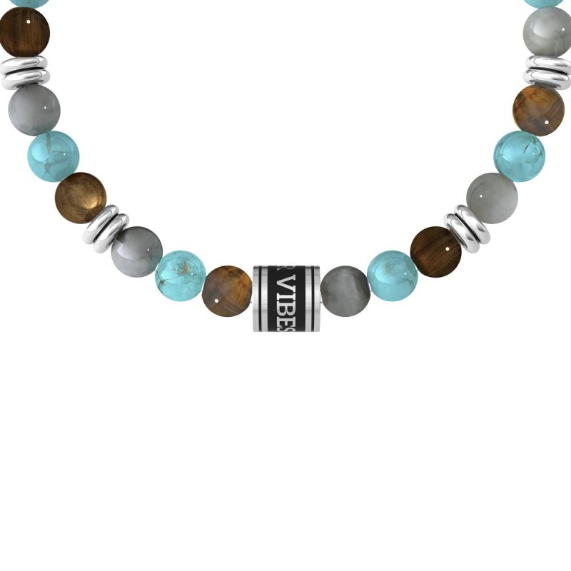 Kidult - Bracciale Pietre Multicolor - Acciaio 316L - Pvd Nero