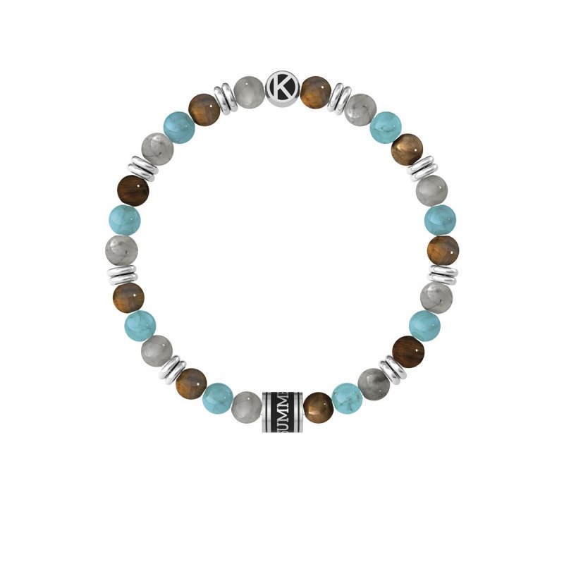 Kidult - Bracciale Pietre Multicolor - Acciaio 316L - Pvd Nero