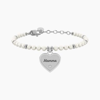 Kidult - Bracciale Perle Con Ciondolo Cuore - Mamma