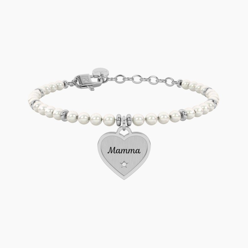 Kidult - Bracciale Perle Con Ciondolo Cuore - Mamma