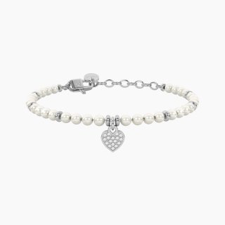 Kidult - Bracciale Con Perle E Cuore Cuore - Acciaio - Cristalli