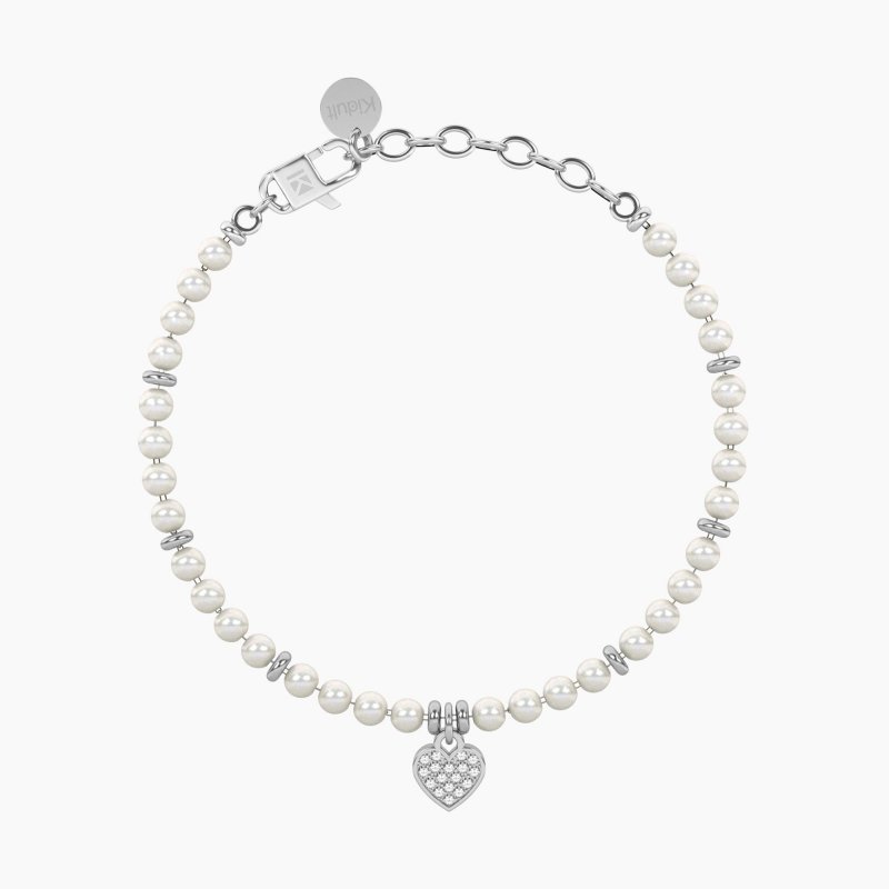 Kidult - Bracciale Con Perle E Cuore Cuore - Acciaio - Cristalli