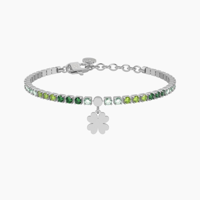 Kidult - Bracciale Tennis Verde - Quadrifoglio - Buona Fortuna