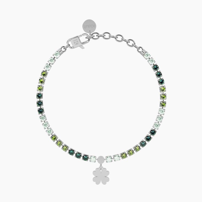Kidult - Bracciale Tennis Verde - Quadrifoglio - Buona Fortuna