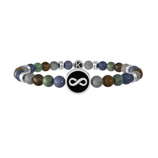 Kidult - Bracciale In Acciaio 316L - Pvd Nero - Pietre