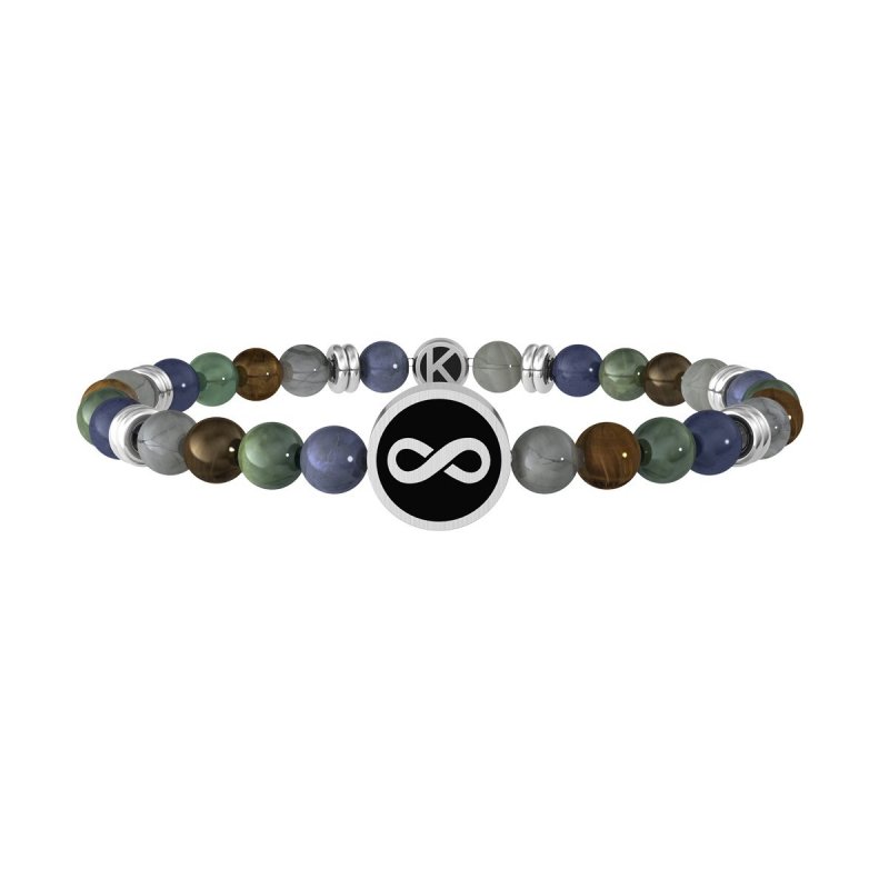 Kidult - Bracciale In Acciaio 316L - Pvd Nero - Pietre