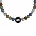 Kidult - Bracciale In Acciaio 316L - Pvd Nero - Pietre