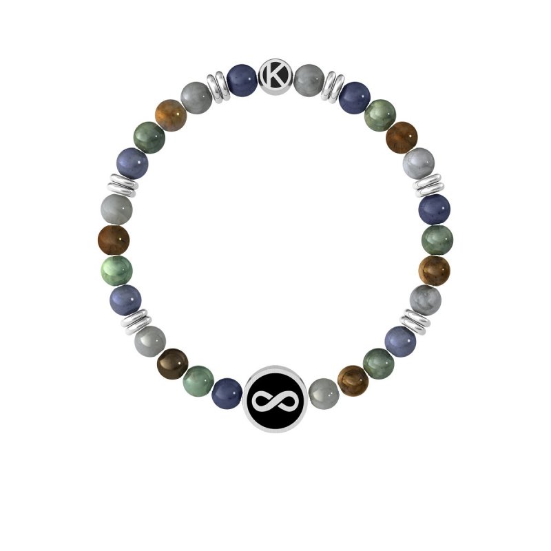 Kidult - Bracciale In Acciaio 316L - Pvd Nero - Pietre