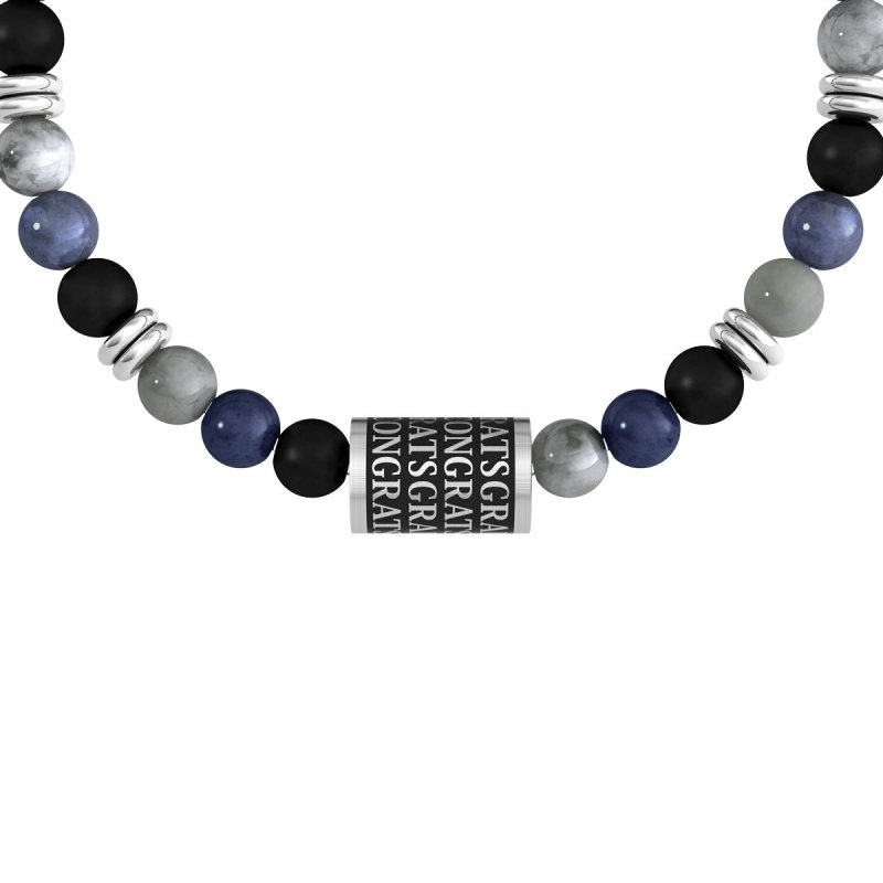 Kidult - Bracciale Pietre Multicolor - Acciaio 316L - Pvd Nero