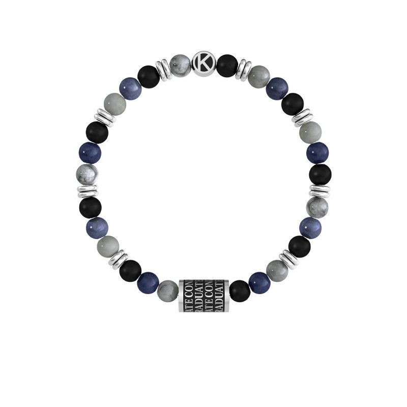 Kidult - Bracciale Pietre Multicolor - Acciaio 316L - Pvd Nero