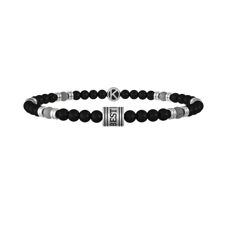 Kidult - Bracciale Pietre Multicolor - Acciaio 316L - Pvd Nero