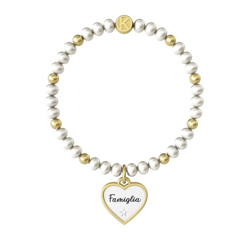 Kidult - Bracciale In Acciaio 316L - Pvd Giallo - Perle