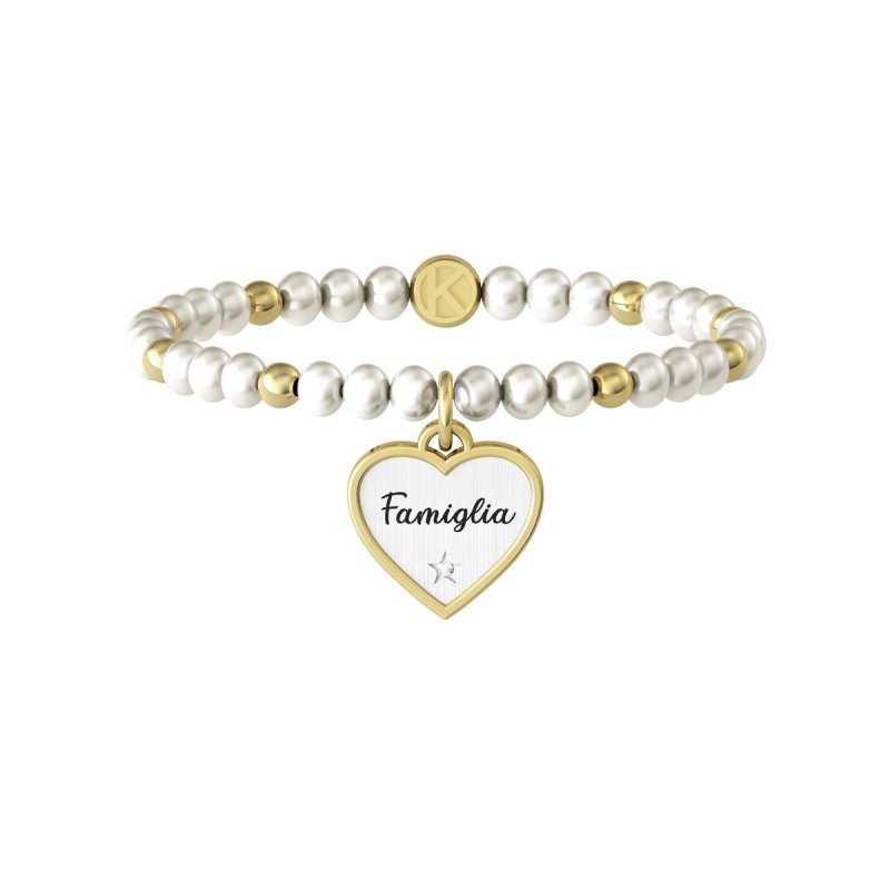 Kidult - Bracciale In Acciaio 316L - Pvd Giallo - Perle