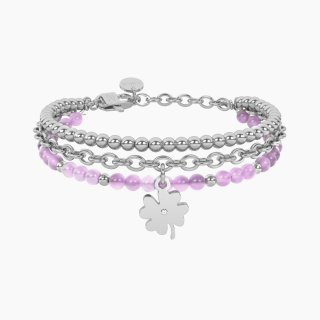 Bracciale Giada Rosa Con Quadrifoglio Quadrifoglio | Fortuna - Kidult