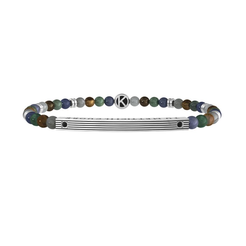 Kidult - Bracciale Pietre Multicolor - Acciaio 316L - Pvd Nero