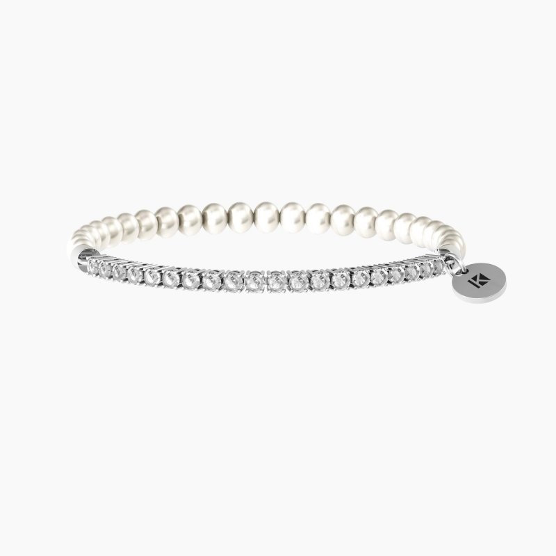 Kidult - Bracciale Elastico Tennis - Acciaio - Perle
