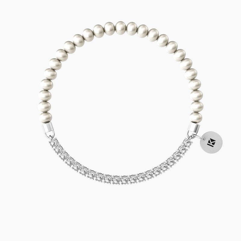 Kidult - Bracciale Elastico Tennis - Acciaio - Perle