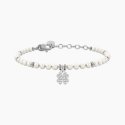 Kidult - Bracciale Con Perle E Quadrifoglio - Acciaio - Cristalli