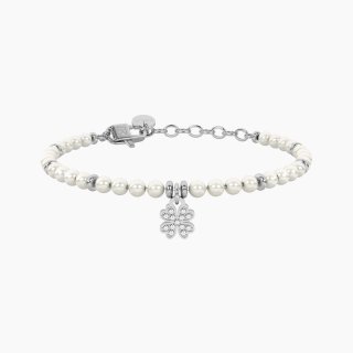 Kidult - Bracciale Con Perle E Quadrifoglio - Acciaio - Cristalli