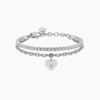 Kidult - Bracciale Tennis E Catena - Cuore - Acciaio