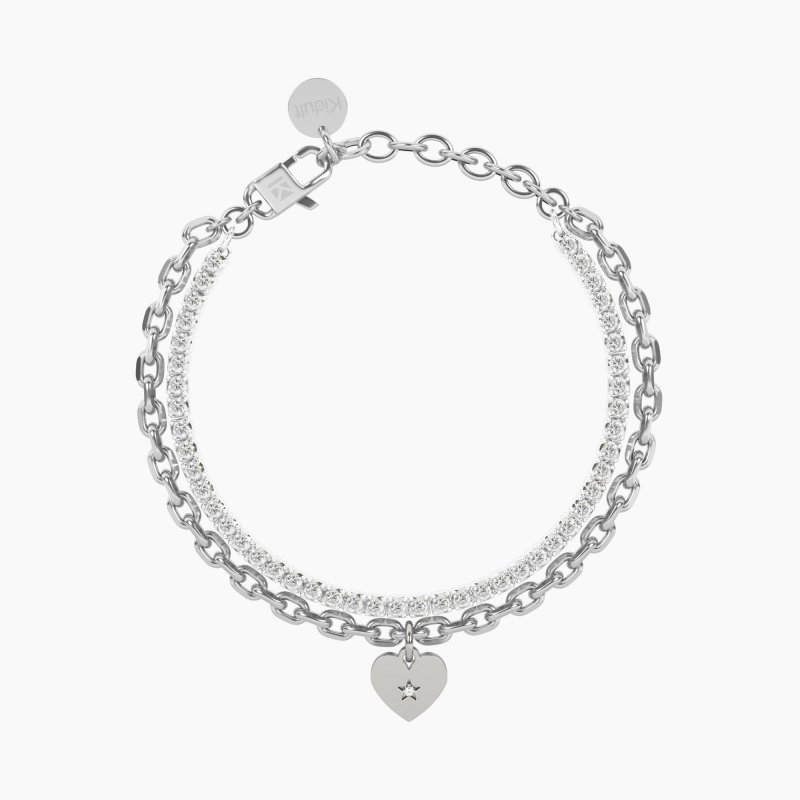 Kidult - Bracciale Tennis E Catena - Cuore - Acciaio